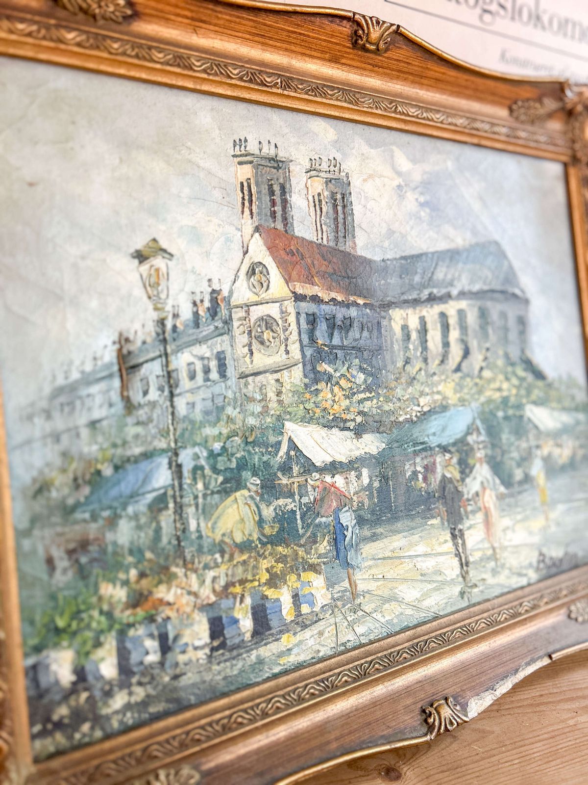 Framed Oil On Canvas By Caroline C. Burnett  Paris Street Scene  Ornate Frame photo Art