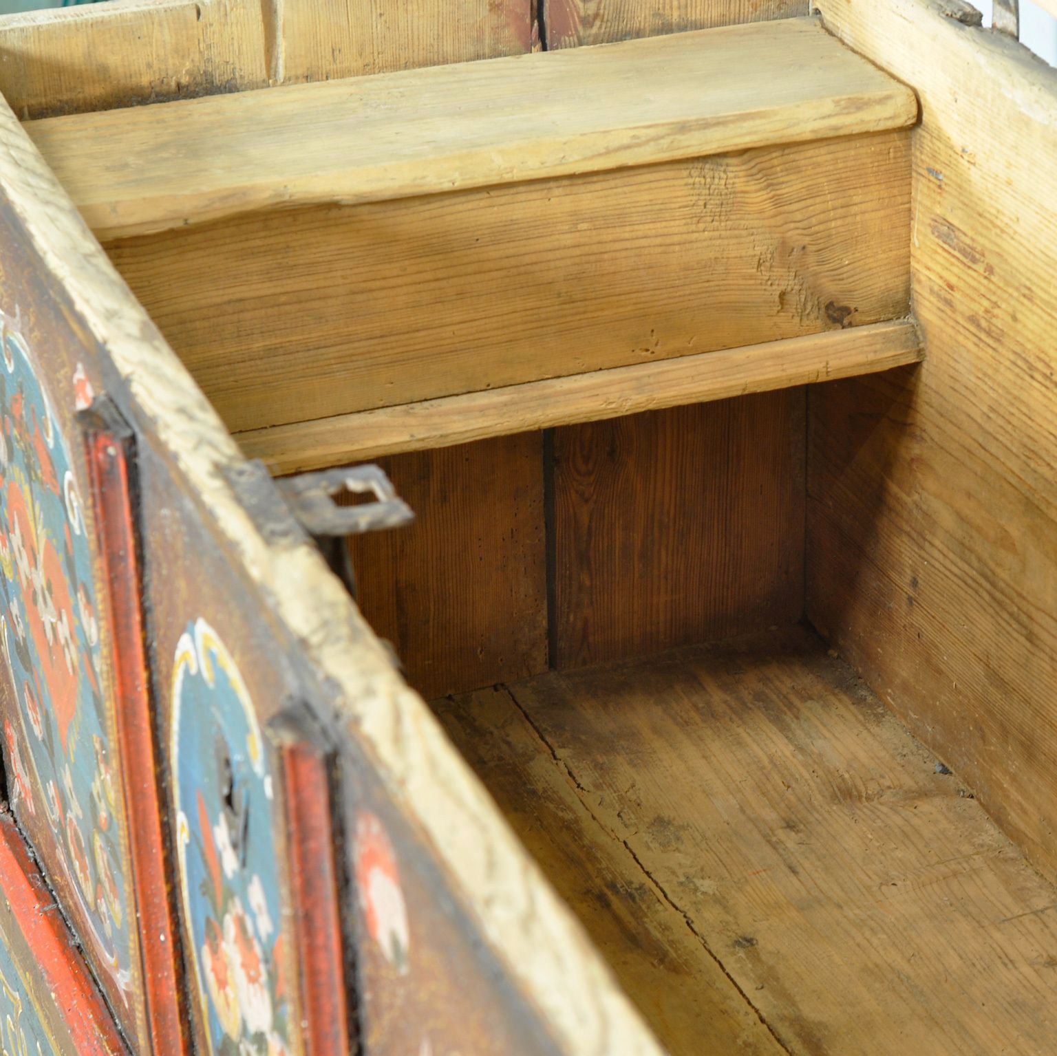 Folk Art Wedding Chest, Dated 1718 photo for sale