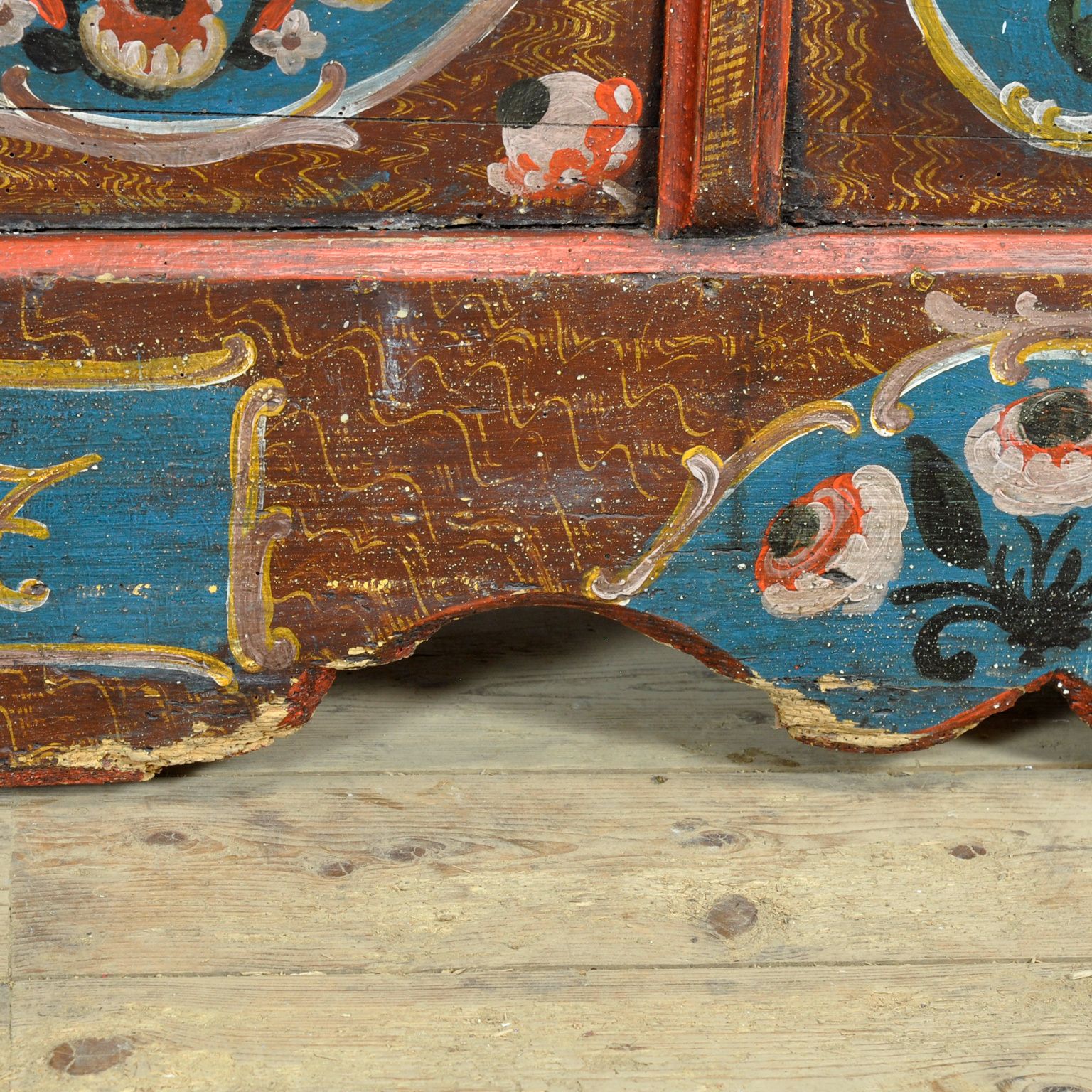 Folk Art Wedding Chest, Dated 1718 photo vintage