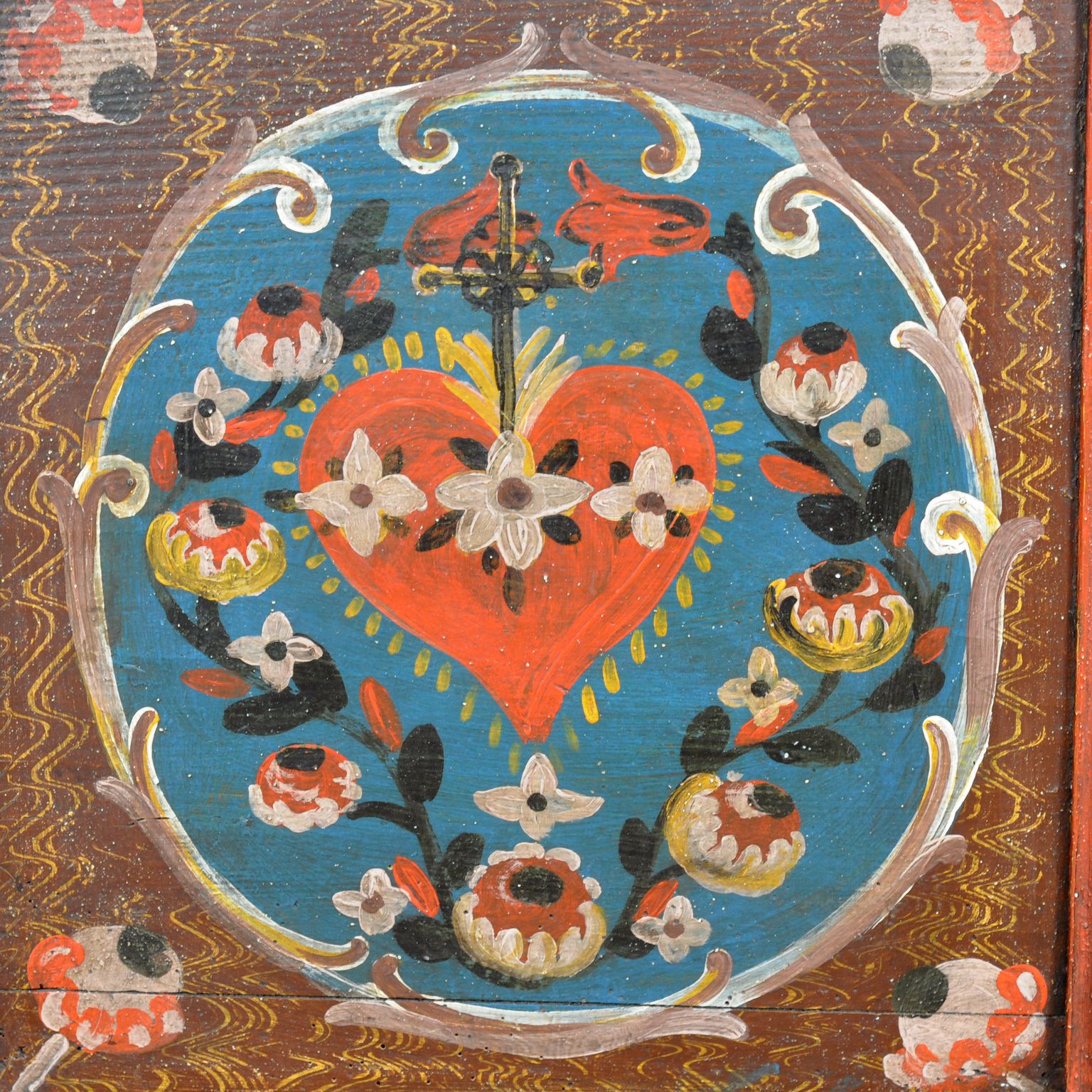 photo furniture Folk Art Wedding Chest, Dated 1718