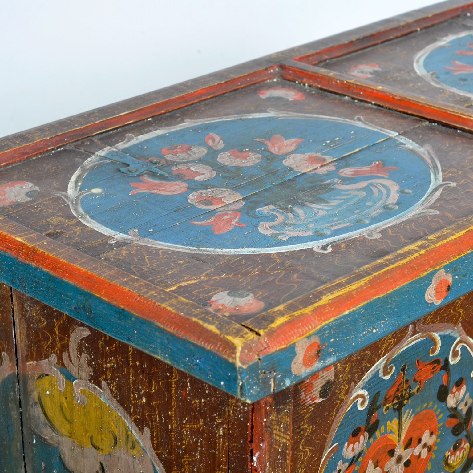 Furniture Folk Art Wedding Chest, Dated 1718 photo