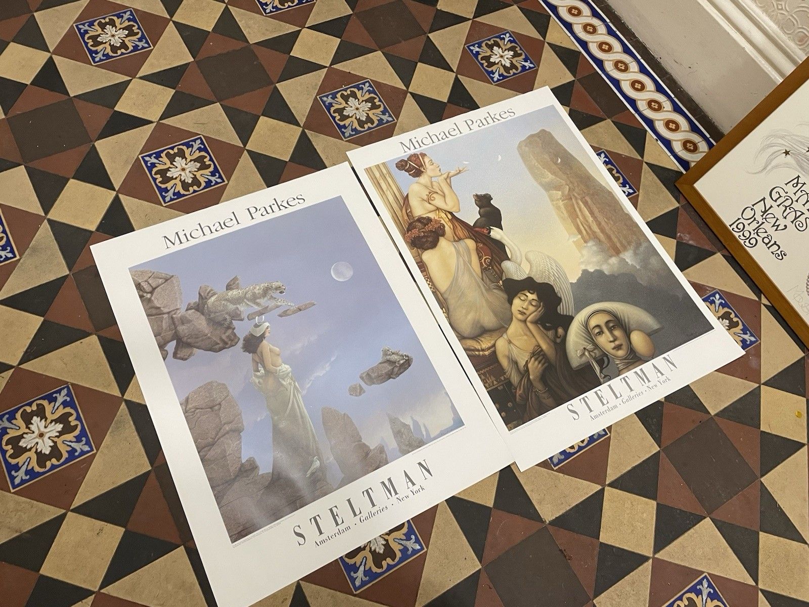 2x Micheal Parkes Steltman Gallery Fine Art Surrealist Poster Prints photo for sale