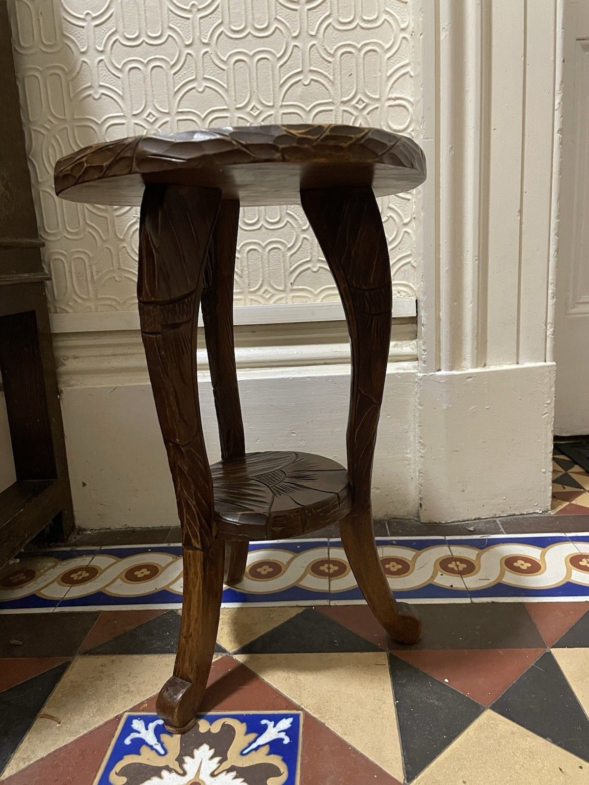 Antique Liberty London Carved Jardiniere Japanese Art Nouveau 1905 Plant Table photo for sale