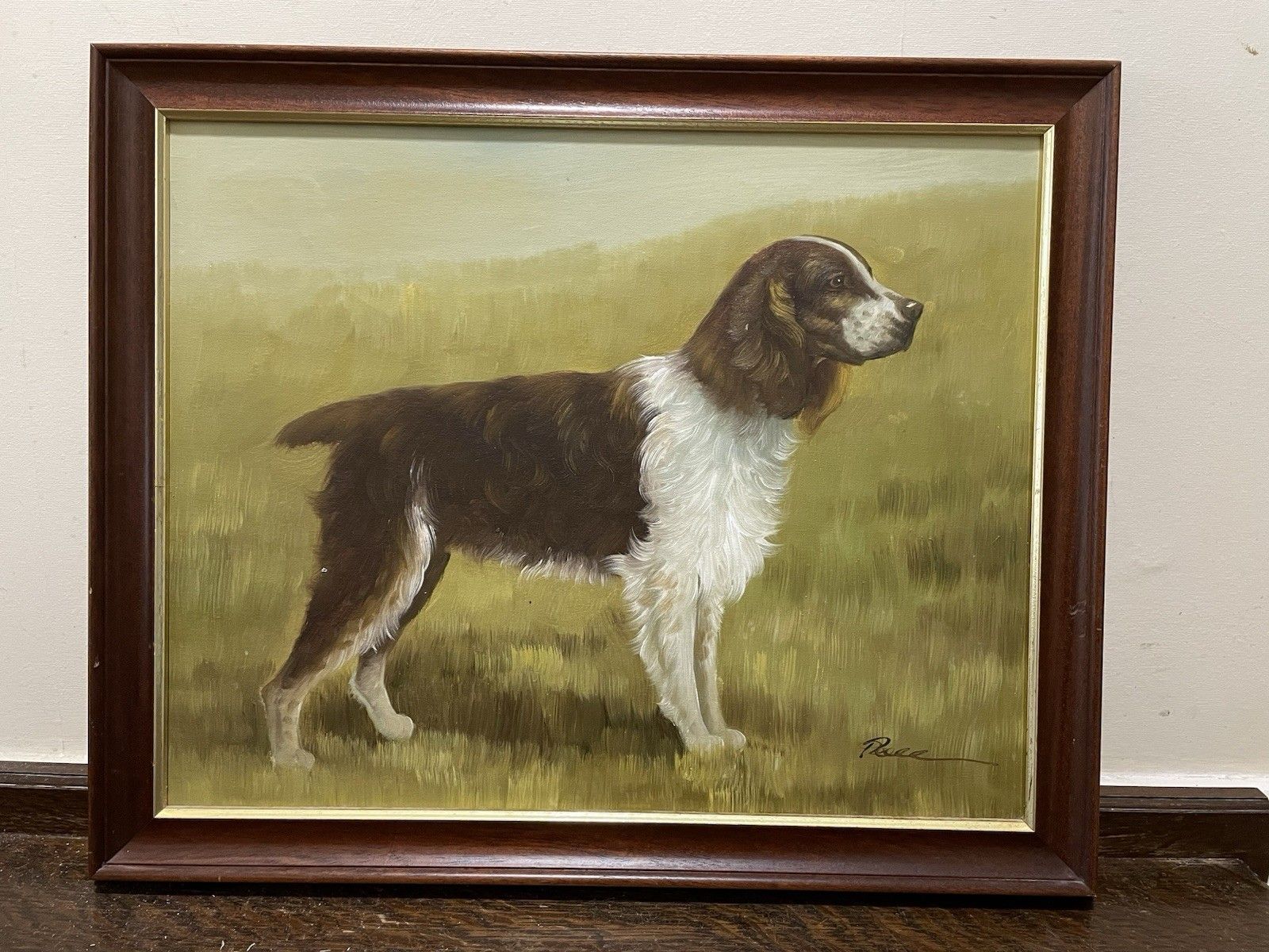 150.0 Vintage Oil Painting Cocker Spaniel Dog Framed On Canvas Mid Century photo
