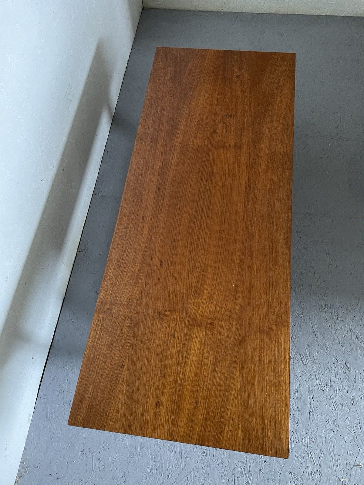 Mid Century Modernist Teak Coffee Table Chunky Brutalist Design Aluminium Feet photo Furniture