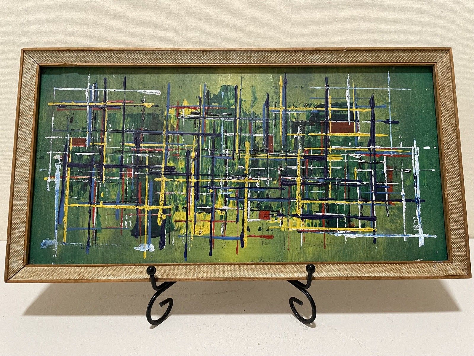 Original Abstract Mid Century Modernist Style Panorama Oil On Board Painting