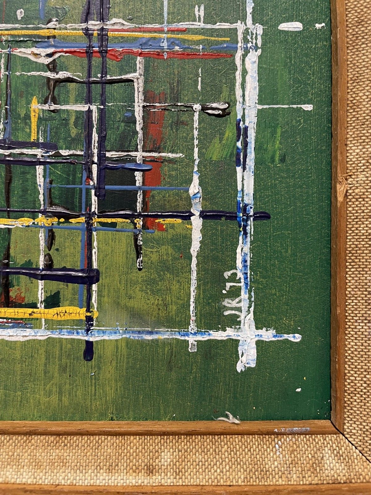 Art Original Abstract Mid Century Modernist Style Panorama Oil On Board Painting photo