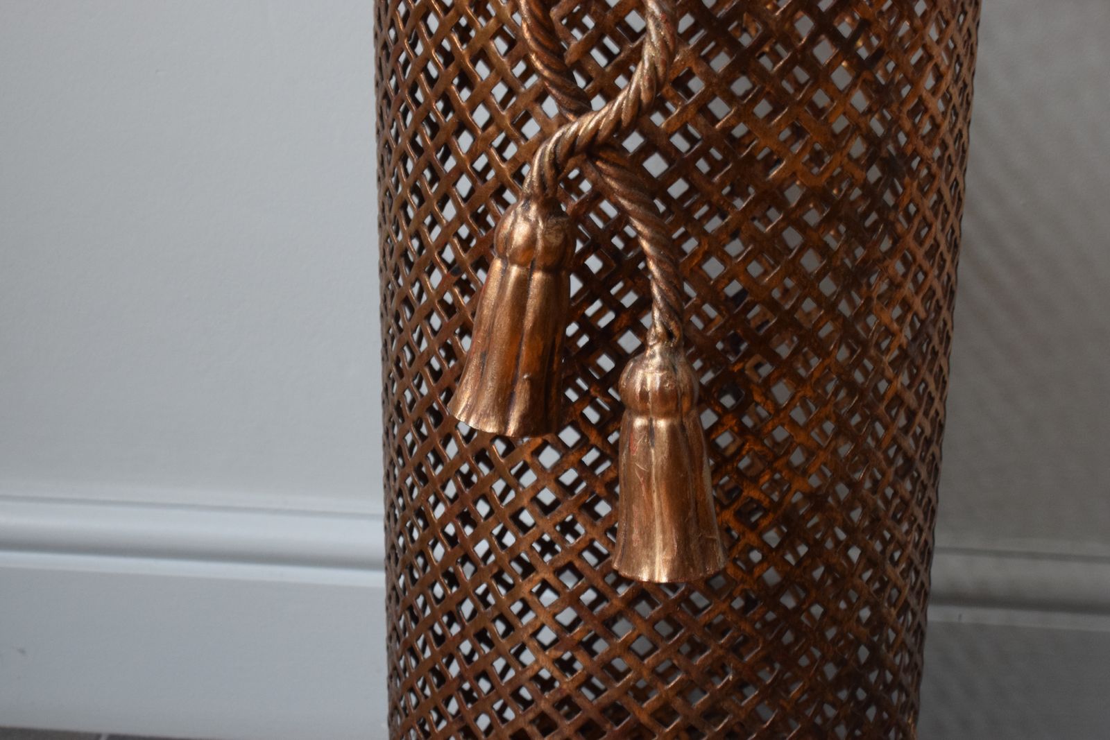 Hollywood Regency Gilded Metal Umbrella Stand By Li Puma Firenze Italy photo vintage