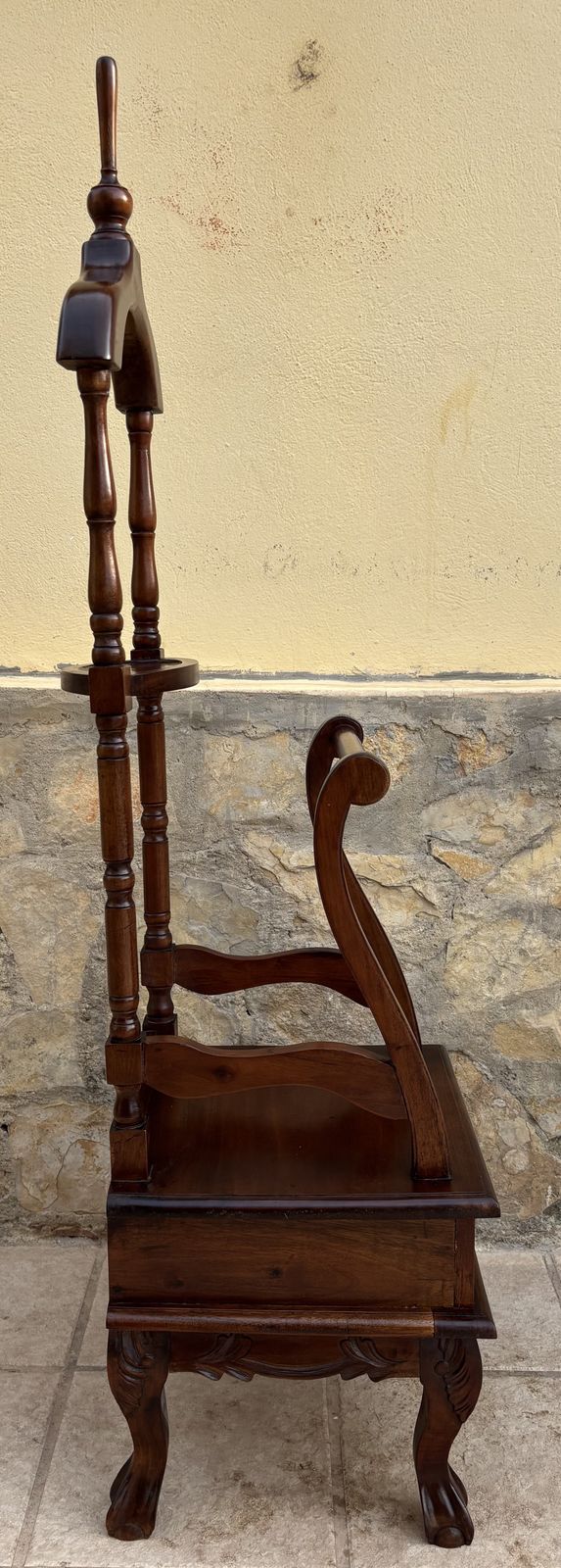 Antique English Chippendale Hardwood Valet Stand With One Drawer photo buy