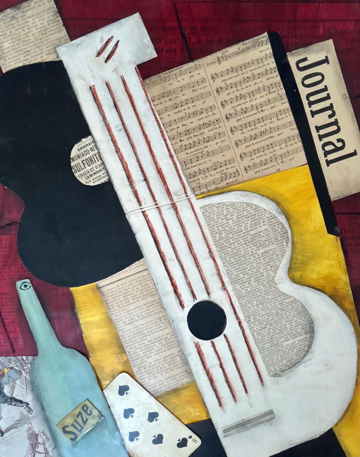 1930s French Cubist Collage Painting • Modernist Avant Garde Art • Picasso Style Panel • Antique Original Artwork France Picasso’s School photo buy