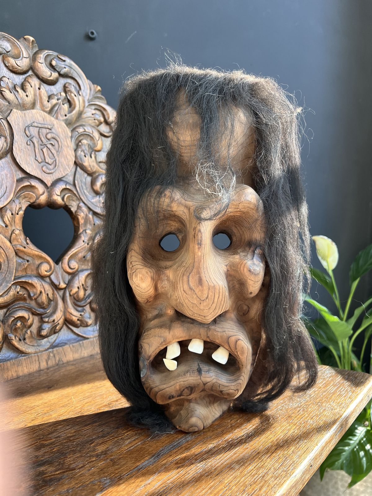 180.0 Vintage Swiss Wall Mask, Tschäggättä Mask, Original Lötschentaler Mask, Traditional Wall Mask photo