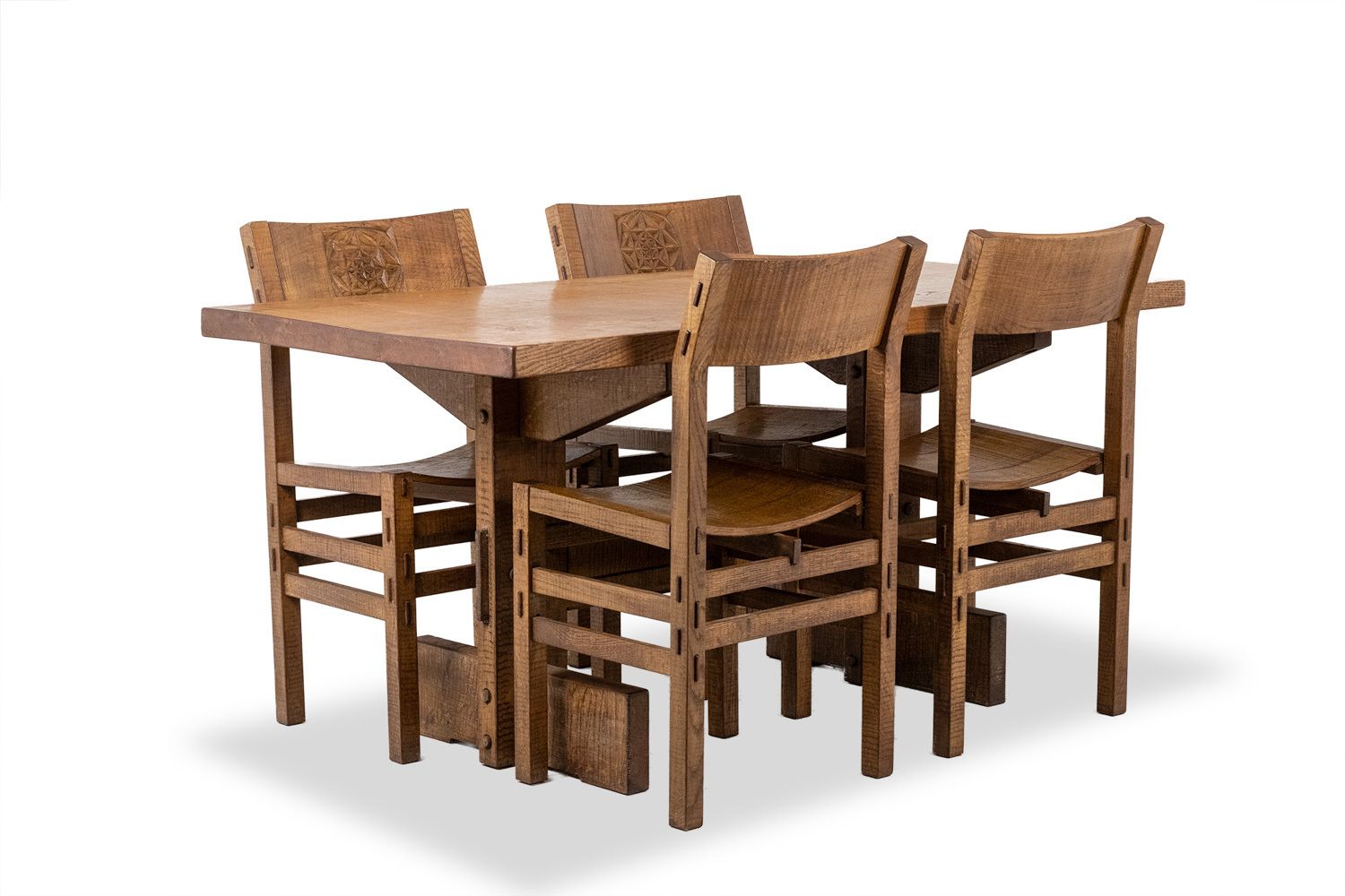 Officina Rivadossi, Brutalist Style Table And 4 Chairs. Italy, Circa 1970
