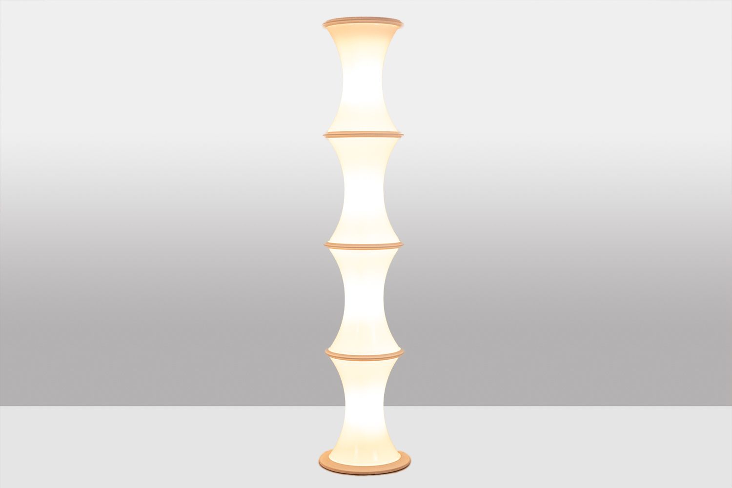 Enrico Tronconi 'Bamboo' Floor Lamp, In White Opal Glass.  From The '70s photo 3200.0