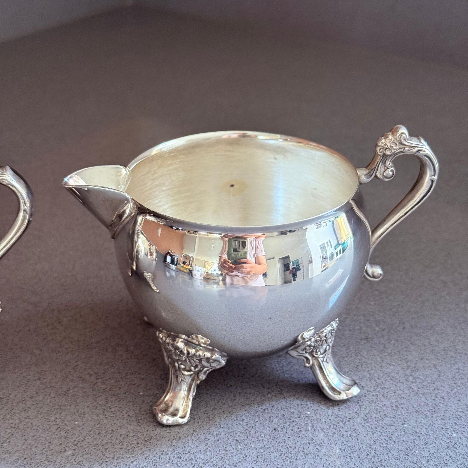Antique Silver Tea And Coffee Set, 4 Piece Footed Service Ornate Handles Lids photo for sale