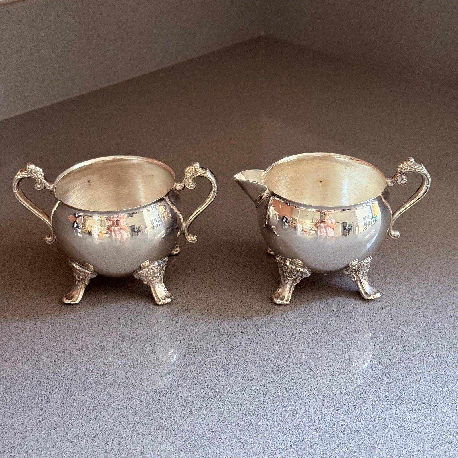 Antique Silver Tea And Coffee Set, 4 Piece Footed Service Ornate Handles Lids photo 1877.0