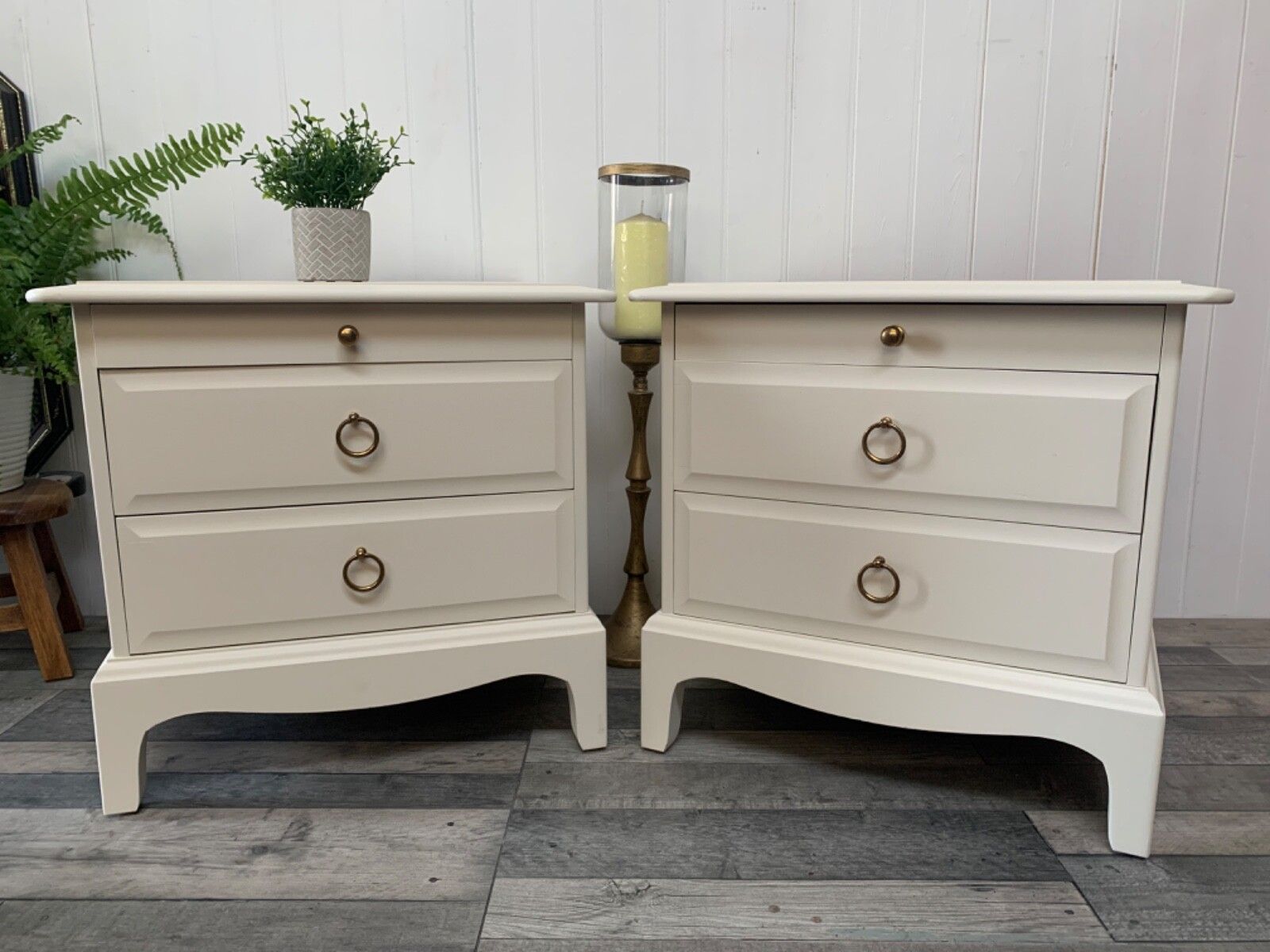 Pair Of Quality Pine Bedside Tables/Drawers Ready To Upcycle photo vintage
