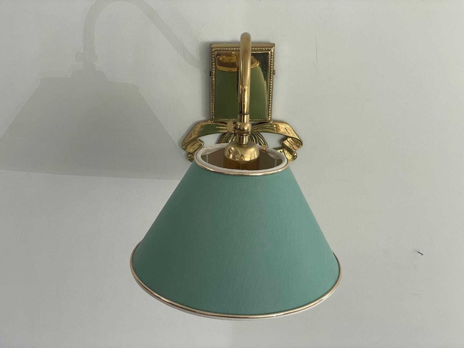 Mid Century Modern Green Fabric Shade And Brass Single Sconce, 1960s, Italy, 5 Available In Stock photo Lighting