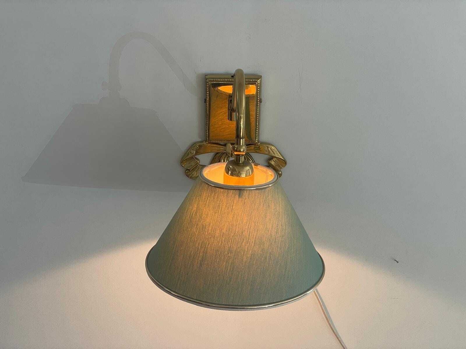 Mid Century Modern Green Fabric Shade And Brass Single Sconce, 1960s, Italy, 5 Available In Stock photo 1218.0
