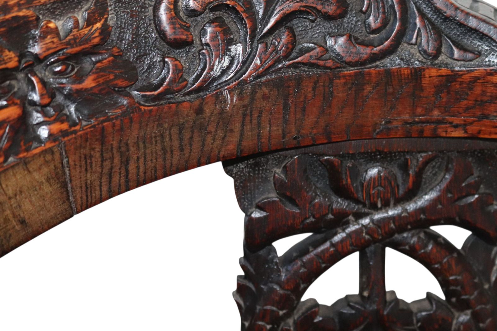 photo for sale Antique Victorian Carved Oak Green Man Captians Swivel Office Chair