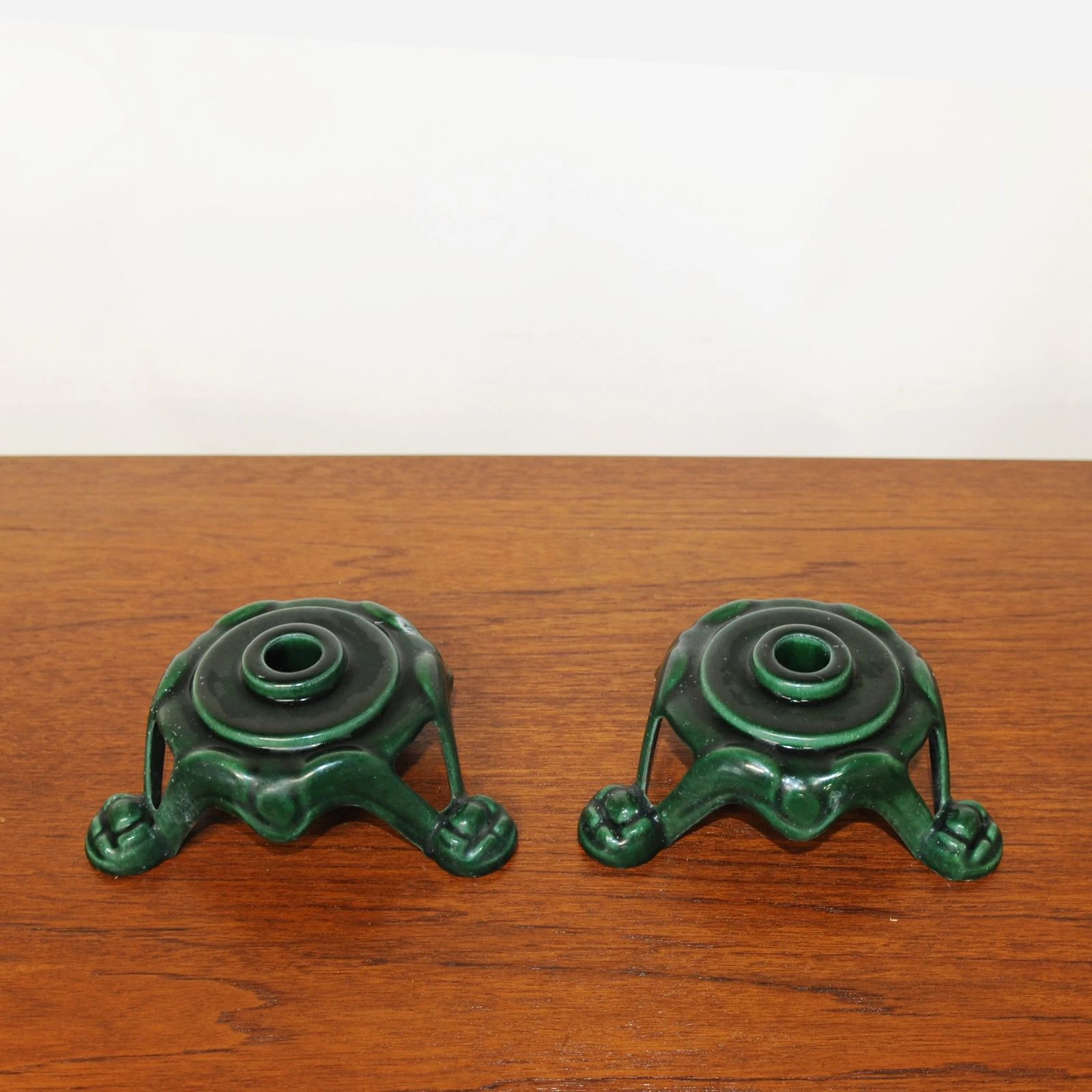 Pair Of Metal Candle Stick Holders In Green, 1970s photo buy