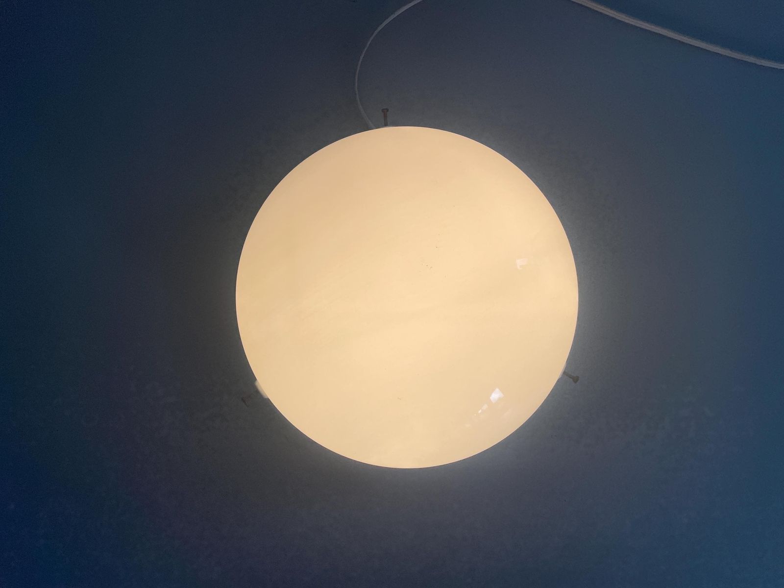 Round Opaline Glass And White Porcelain Single Bathroom Flush Mount Light, 1950s, Italy photo buy