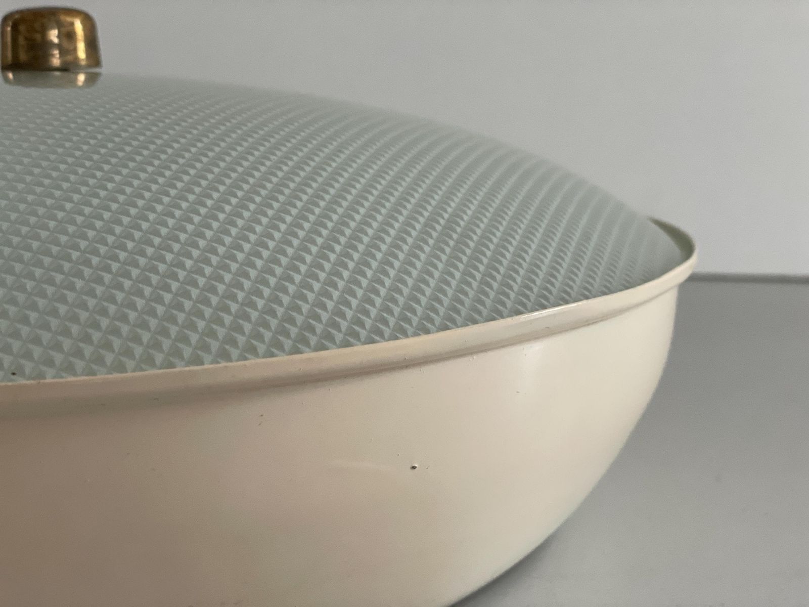 Curved Glass Flush Mount Light By Oscar Torlasco For Lumi, 1950s, Italy photo vintage