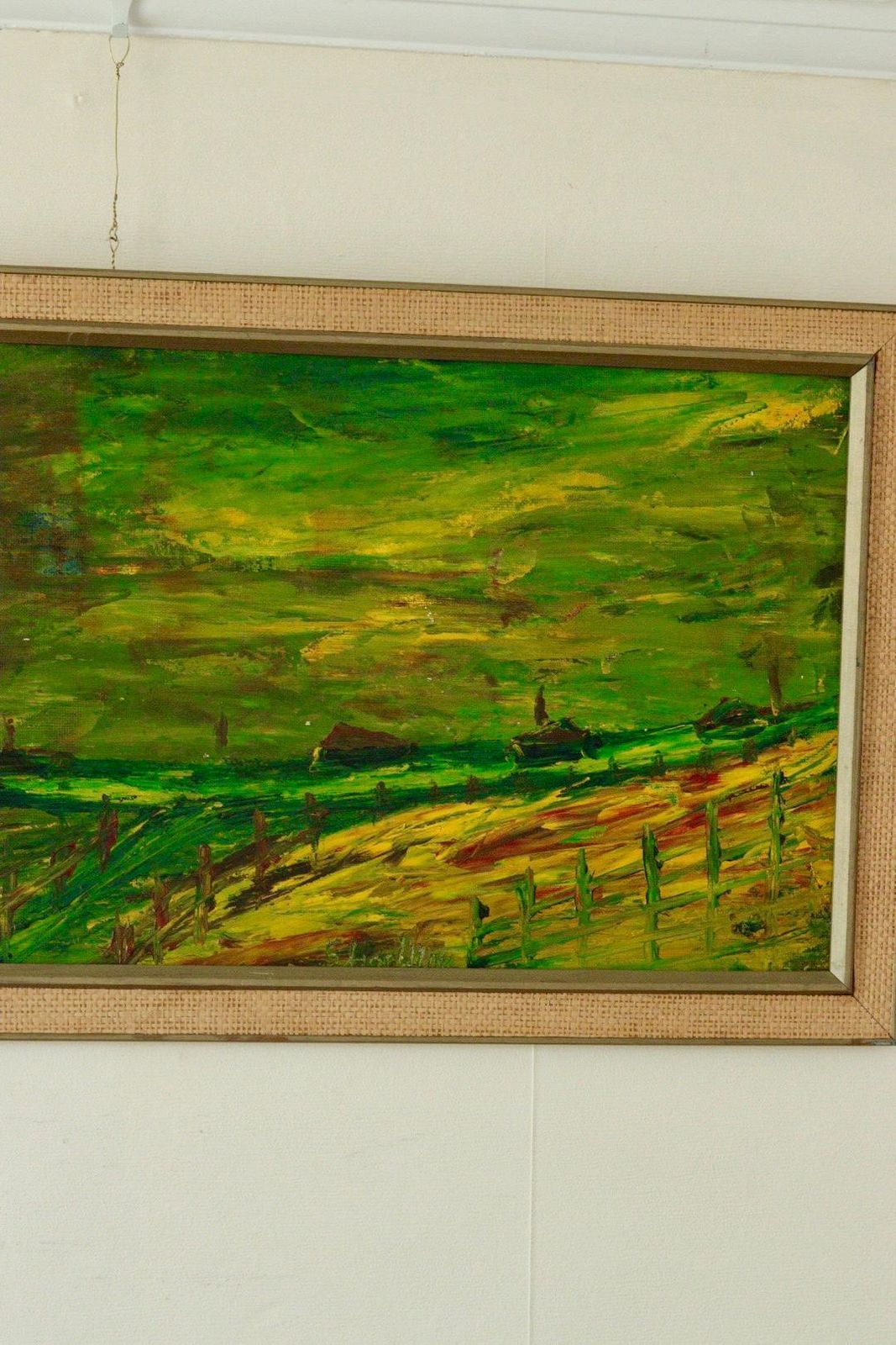 Mid Century Original Swedish Oil On Panel "Vibrant Pastures" By Konstnär Stig Allan Vintage & Framed | 94 X 44 Cm (Approx. 37 X 17.3 In) photo buy