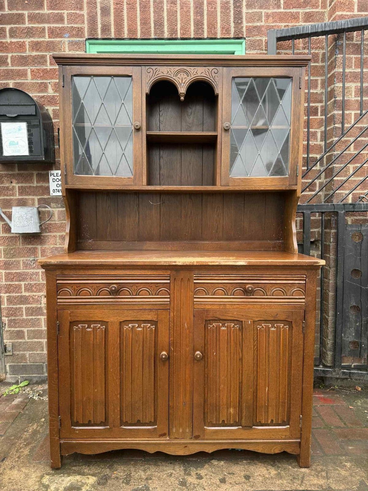 Upcycled Medium Sized Welsh Dresser With Glass Display Cabinet/Sideboard