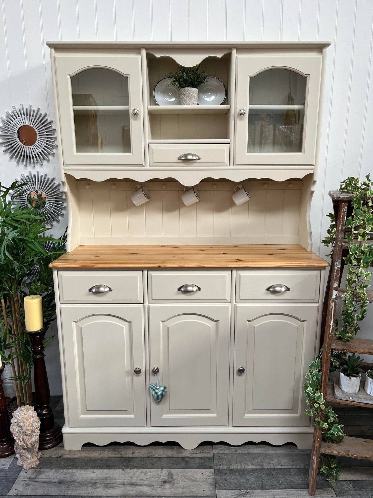 Upcycled Medium Sized Welsh Dresser With Glass Display Cabinet/Sideboard photo buy