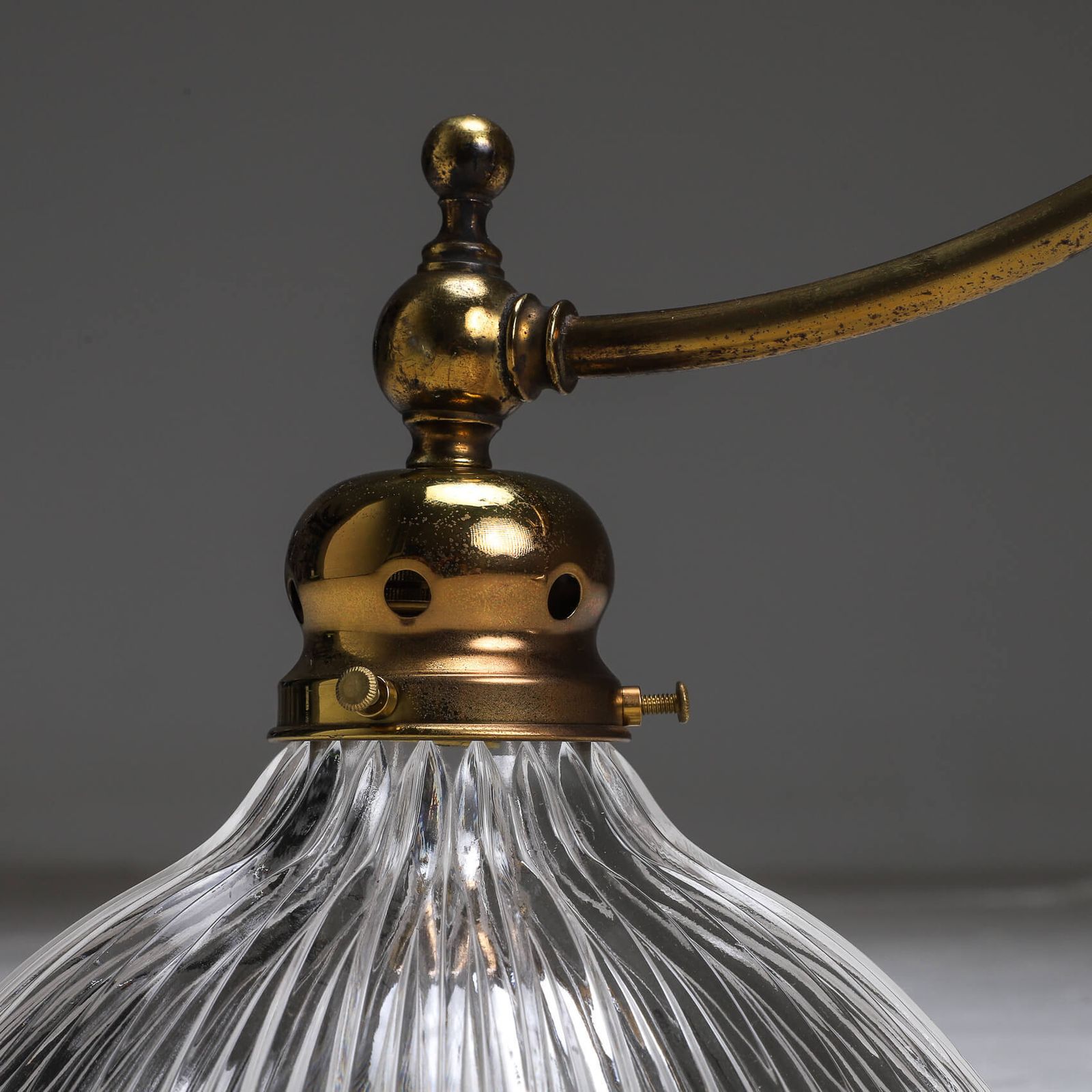 Elegant Brass Two Arm Holophane Electrolier photo 1053.0