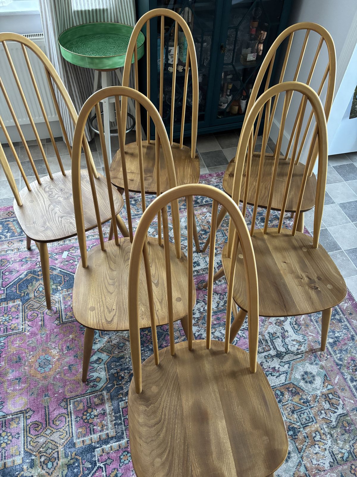 Set Of Six Ercol Windsor Quaker Back Dining Chairs