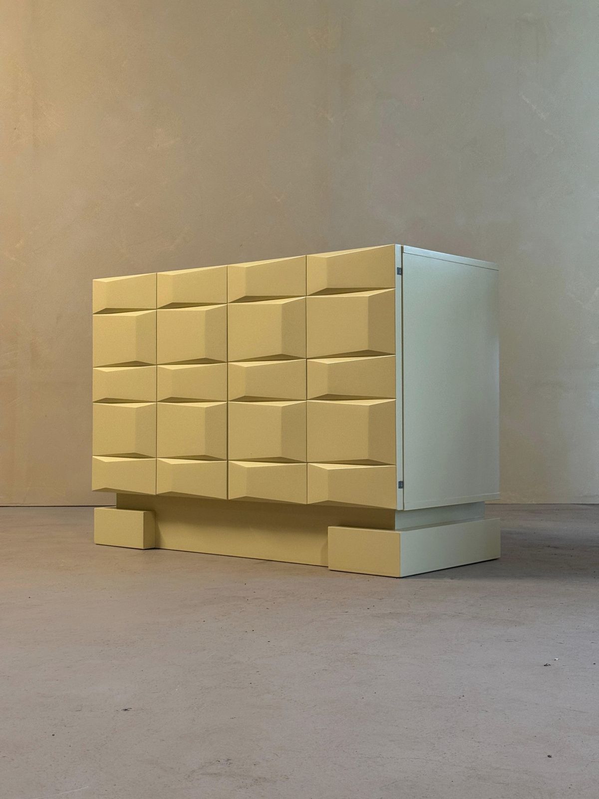 Brutalistisch Kabinet Met Grafische Paneeldeuren, België, Jaren 1970 photo furniture