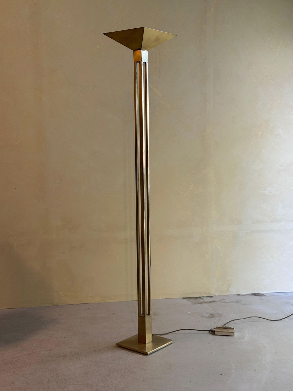 Mid Century Messing Vloerlamp Van Deknudt, Jaren 1970