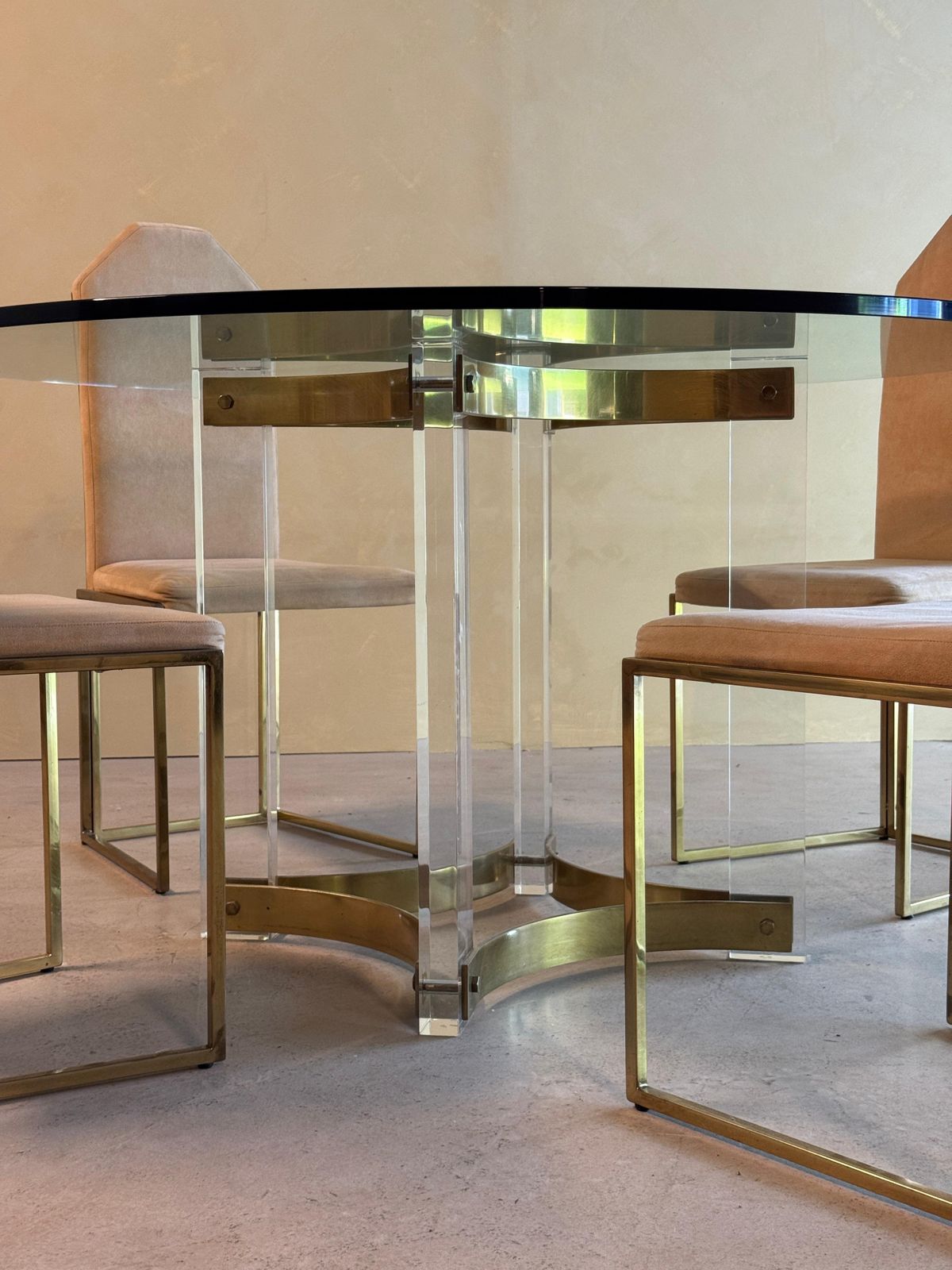 Belgochrom Messing Ronde Eetset, Jaren 1970 photo furniture