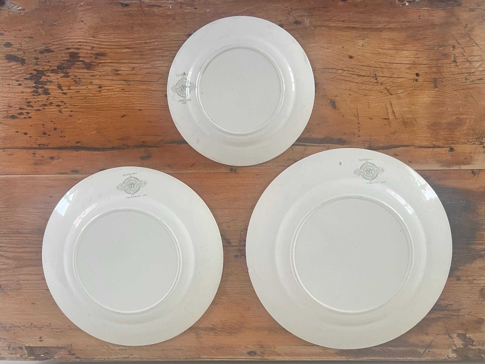Antique F. Winkle & Co Art Nouveau Plate Set | Rare Ceramic China Dinner Plates And Dessert Plates Six Pieces, Circa 1900s | photo vintage