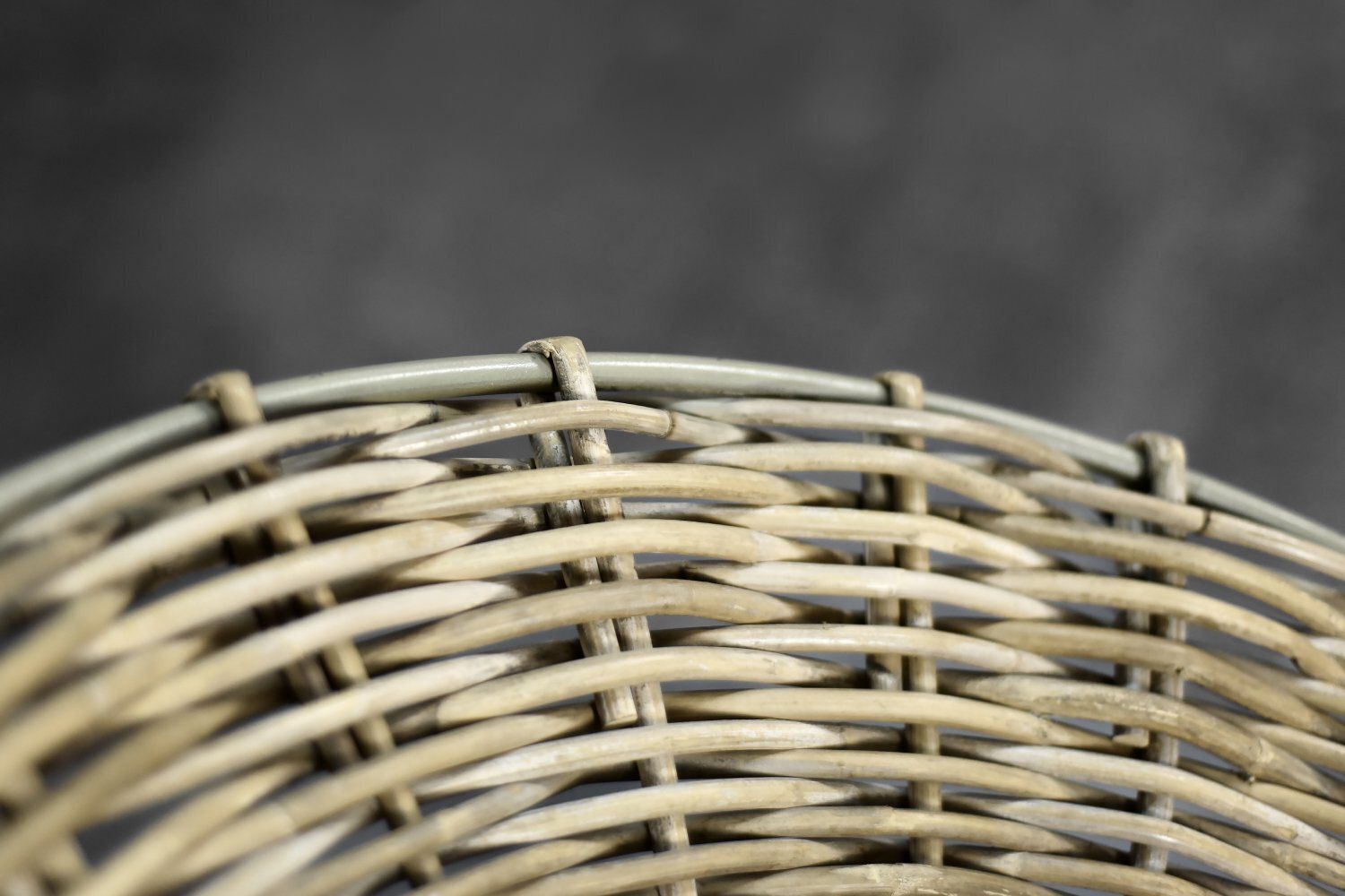 photo vinterior Mid Century Modern Round Woven Bamboo Armchair, Germany, 1960s