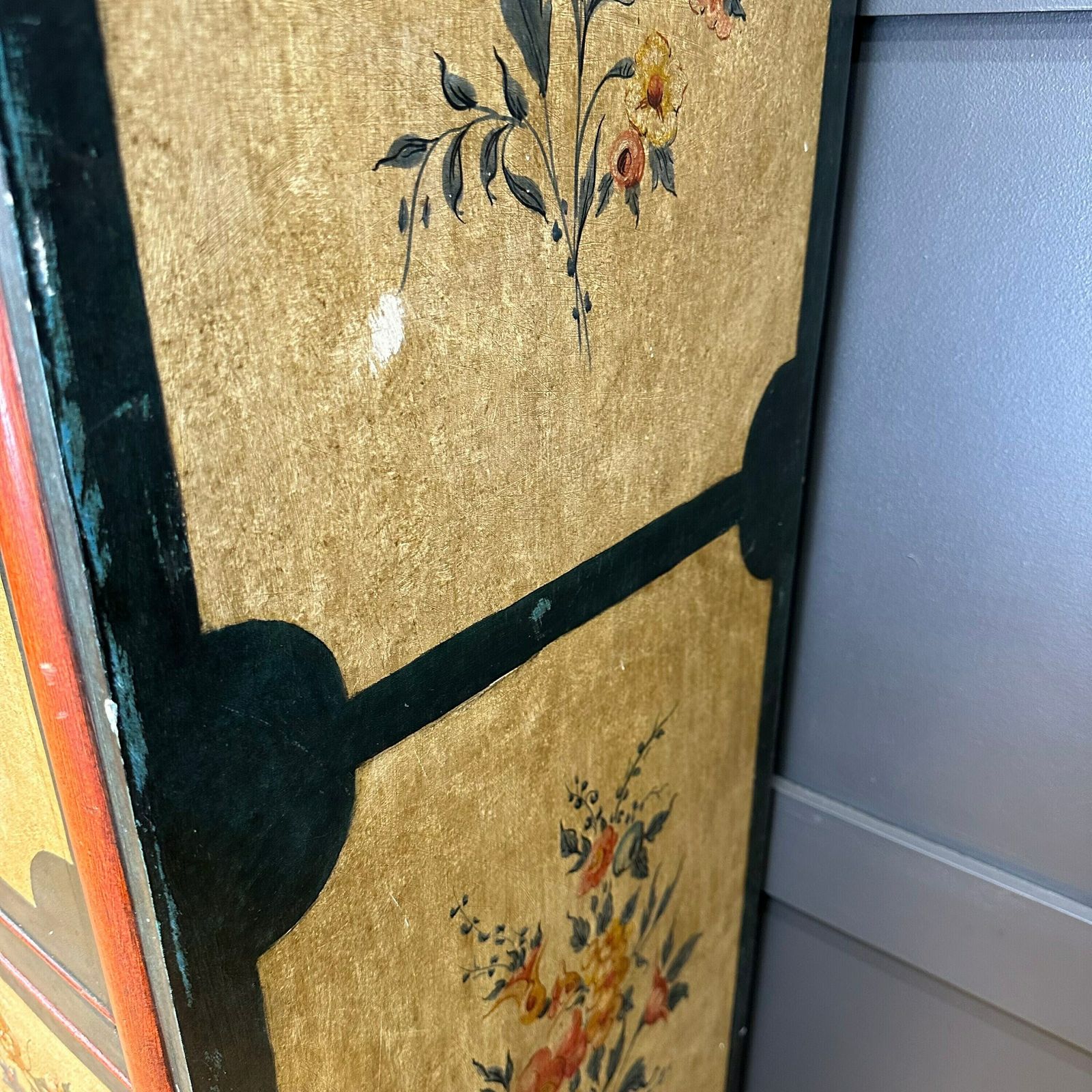 French Painted Drop Front Bureau Desk / Vintage Cupboard / Cocktail Cabinet photo 695.0