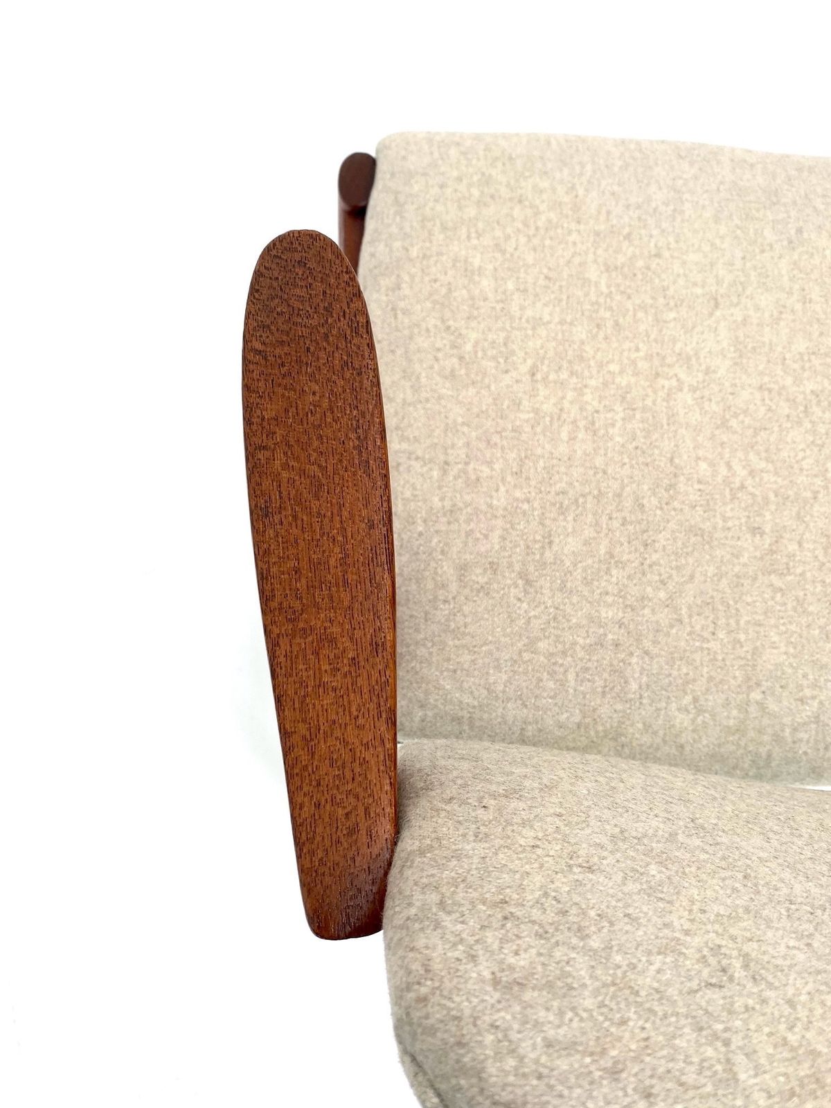 photo for sale Danish Kai Kristiansen Model 42 For Shous Møbelfabrik Teak And Cream Wool Dining Desk Chair Mid Century 1960s