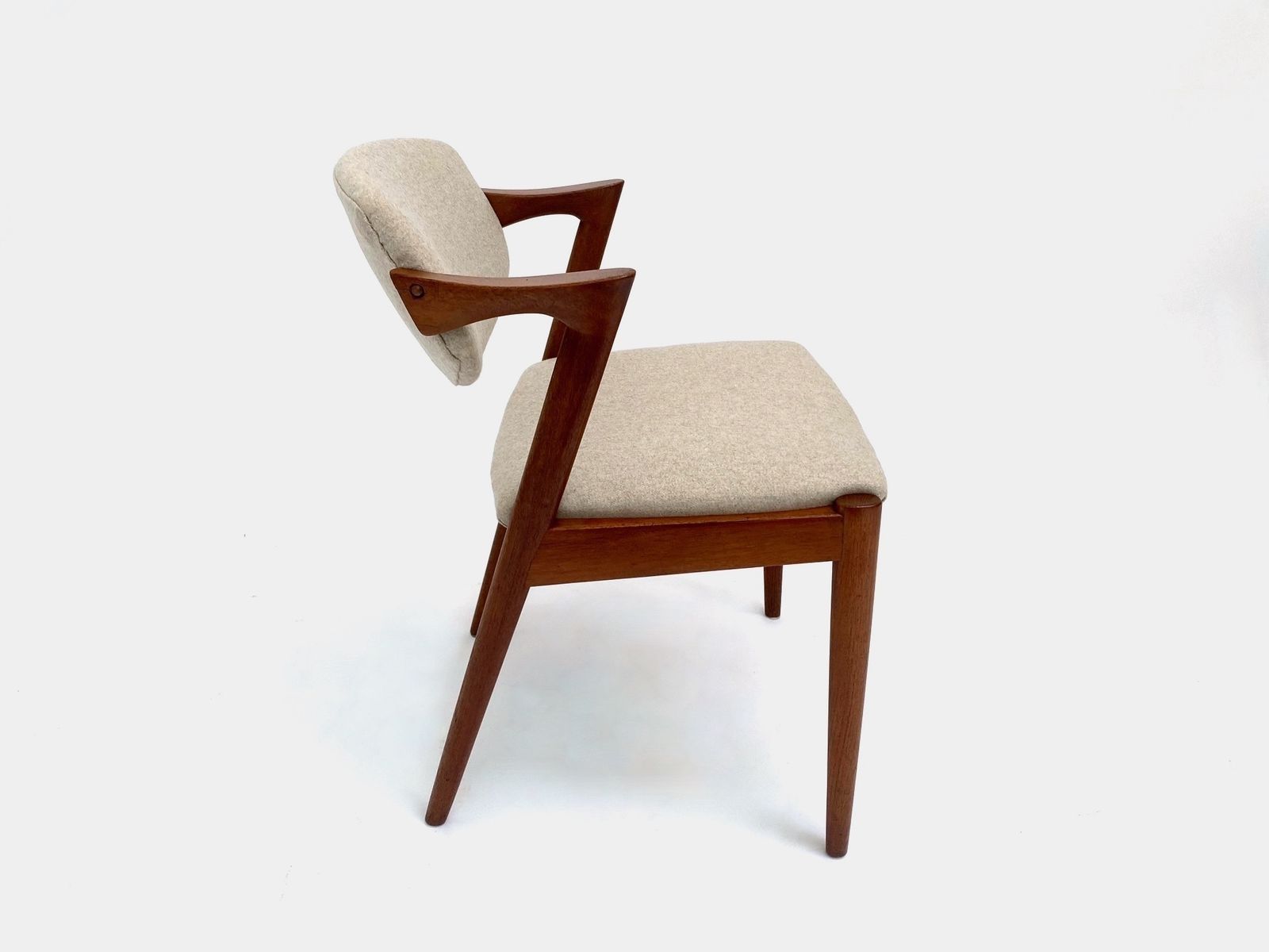 Furniture Danish Kai Kristiansen Model 42 For Shous Møbelfabrik Teak And Cream Wool Dining Desk Chair Mid Century 1960s photo