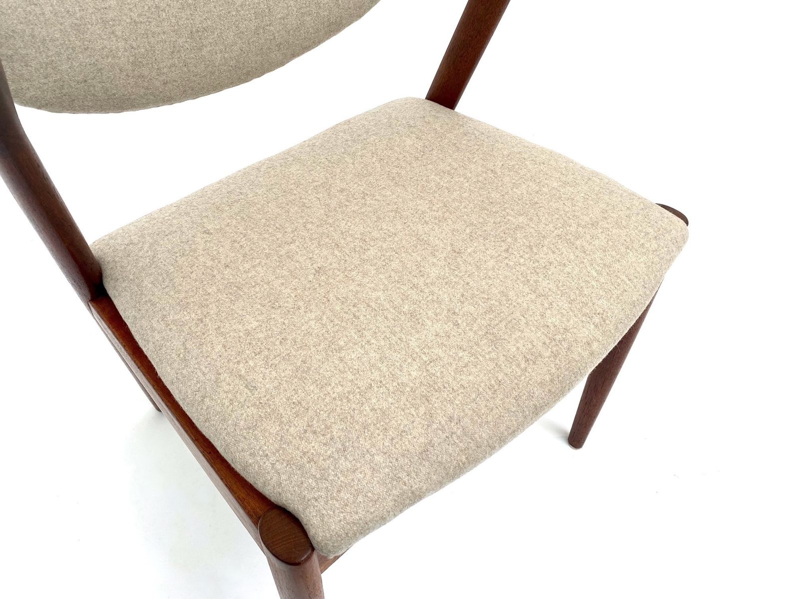 1050.0 Danish Kai Kristiansen Model 42 For Shous Møbelfabrik Teak And Cream Wool Dining Desk Chair Mid Century 1960s photo