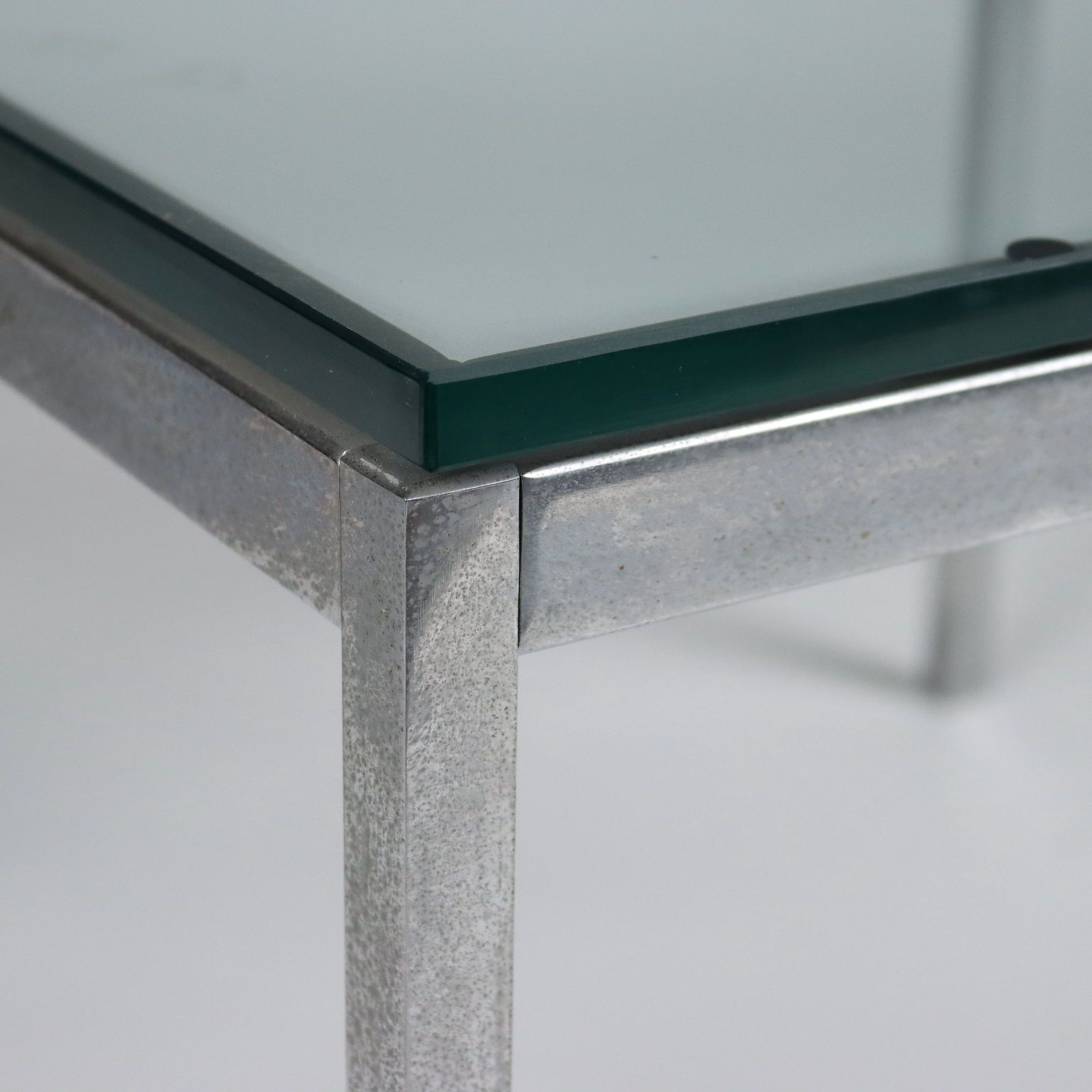 Vintage Coffee Table Chromed Metal Glass Italy 1960s 70s photo 400.0
