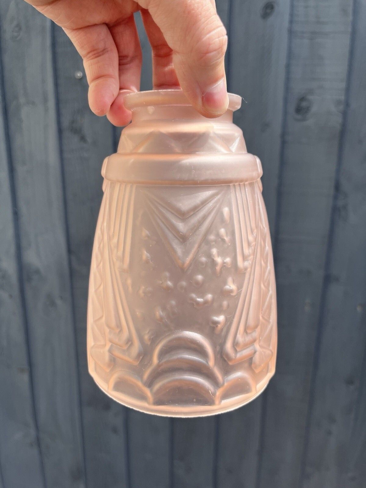 Superb French Satin Pink Art Deco Frosted Glass Light Ceiling Lamp Shade Muller Freres Luneville