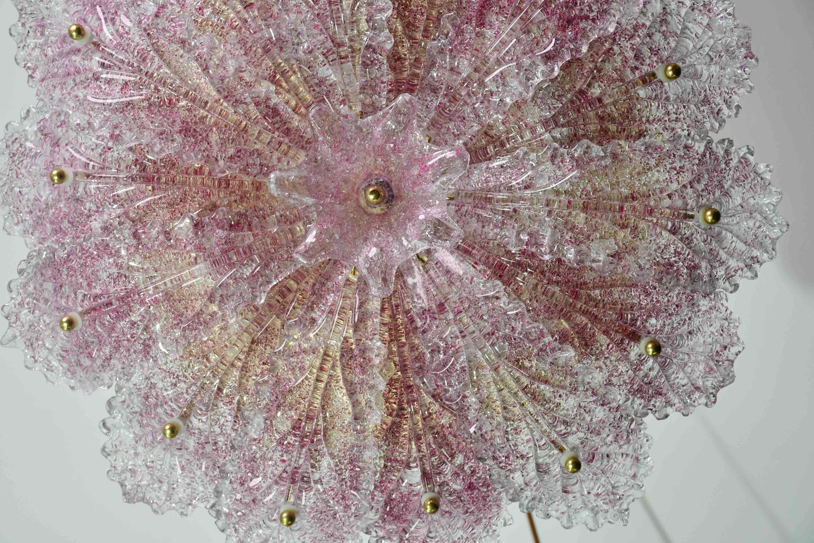 Lovely Pink Murano Glass Leave Ceiling Light Or Chandelier, 1980 photo 3483.0