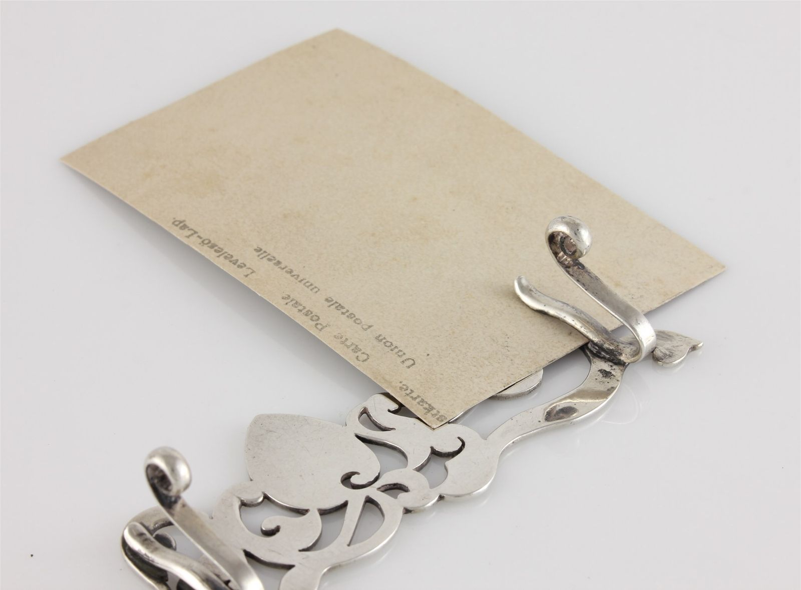 photo furniture Edwardian Silver Fancy Design Menu Holder. Photograph Clip Frame. 1907.