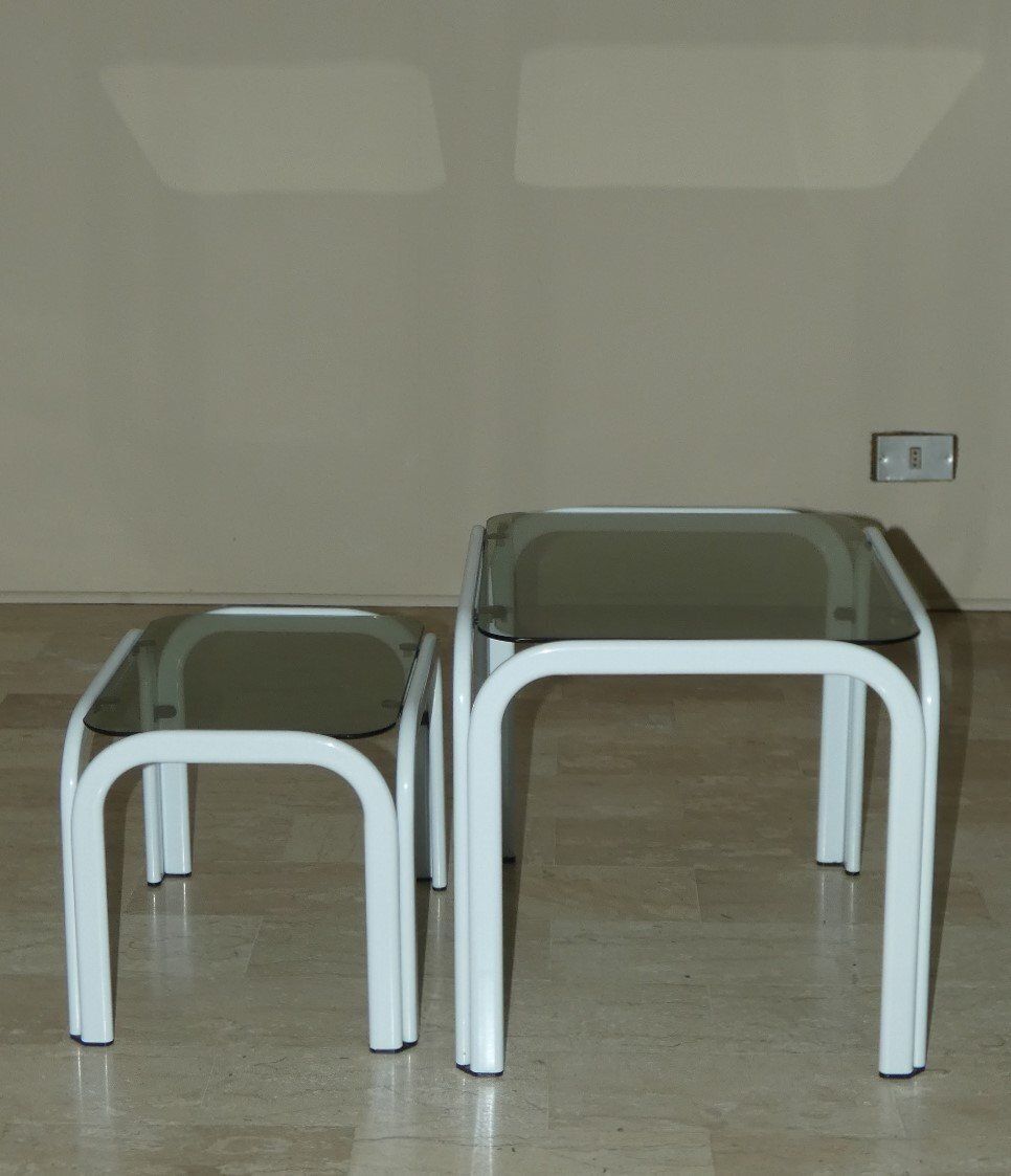 Vintage Metal And Glass Coffee Tables From Ikea, 1980s, Set Of 3 photo vintage