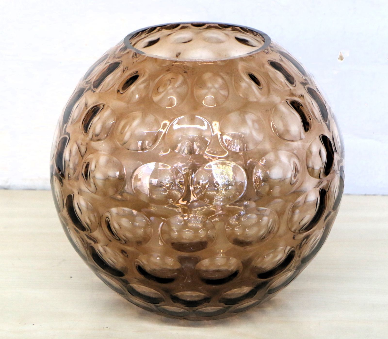 Mcm Large Glass Optic Bowl By Borske Sklo Union Very Retro Glass Display Piece 60s photo vinterior