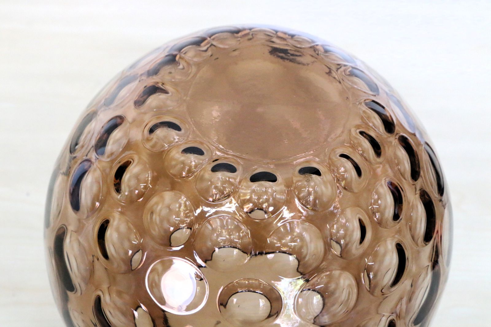 Mcm Large Glass Optic Bowl By Borske Sklo Union Very Retro Glass Display Piece 60s photo vintage