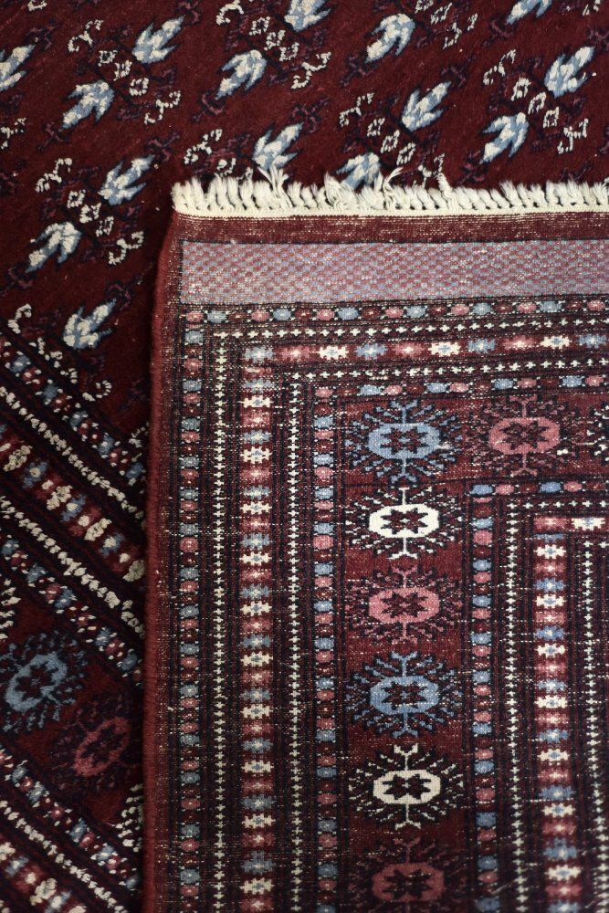 Vintage Red Hand Woven Oriental Bokhara Rug, 1960s photo for sale