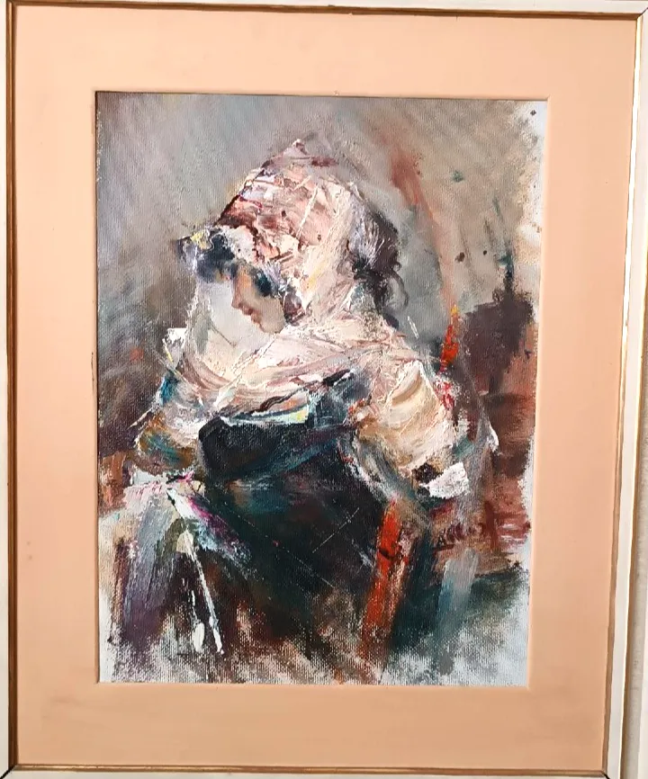 Large Oil Painting On Canvas Alberto Alberti (1894 1974) 1959 Female Figure photo for sale