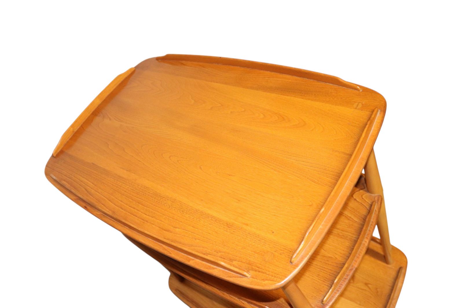 Vintage Ercol Elm & Beech Drinks Trolley 3 Tier Tea / Serving Trolley photo vinterior